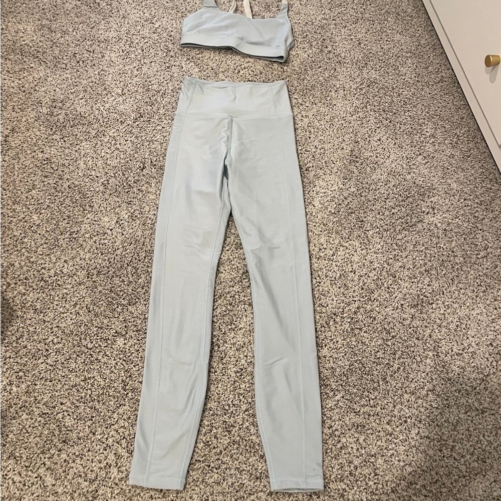 White Fox Boutique Blue High-Waisted Leggings and Sports Bra